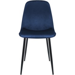Silla de comedor Maryam en terciopelo azul oscuro