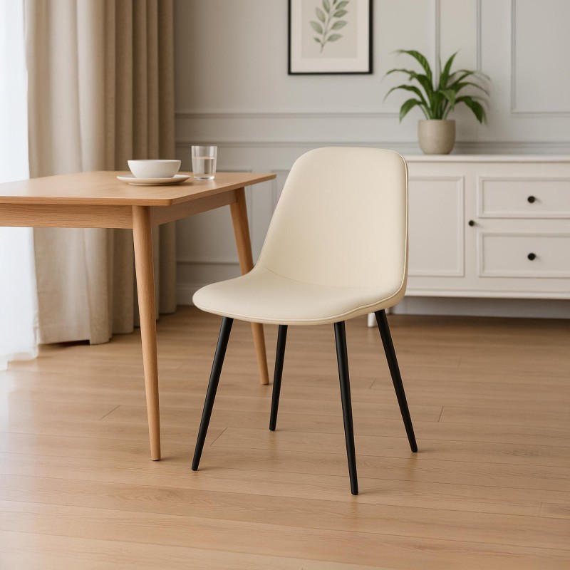 Silla de comedor Maryam de terciopelo color crema