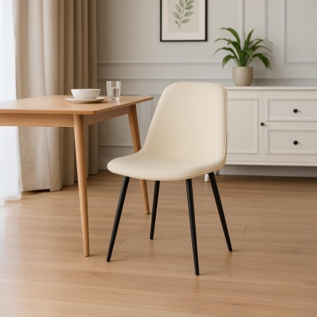 Silla de comedor Maryam de terciopelo color crema