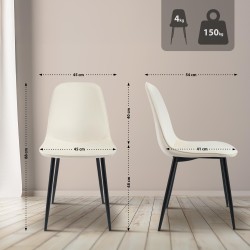 Silla de comedor Maryam de terciopelo color crema