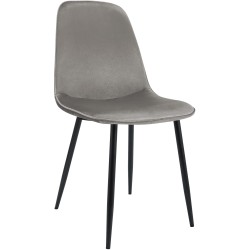Silla de comedor Maryam en terciopelo gris claro
