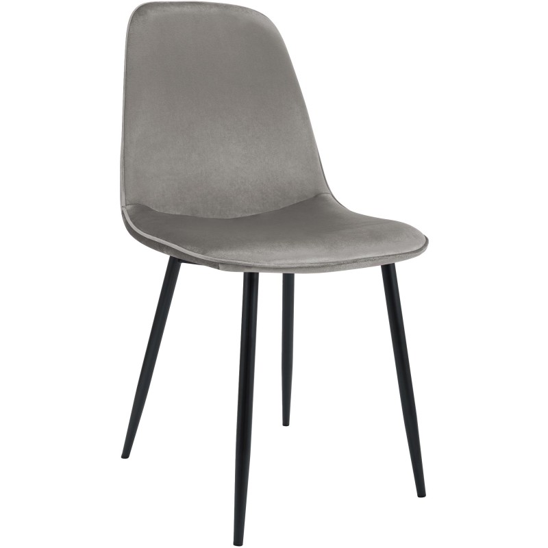 Silla de comedor Maryam en terciopelo gris claro
