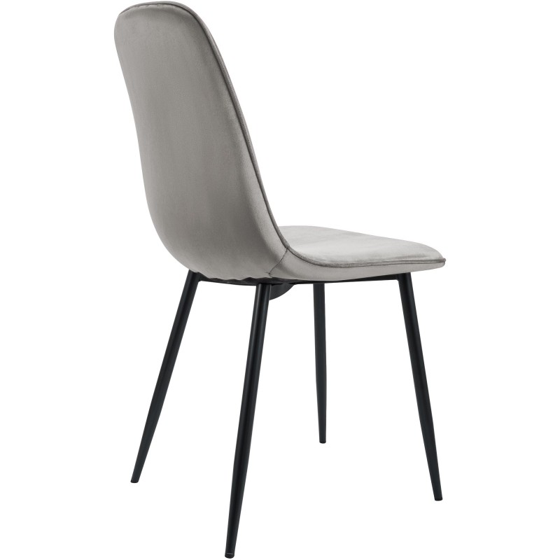 Silla de comedor Maryam en terciopelo gris claro