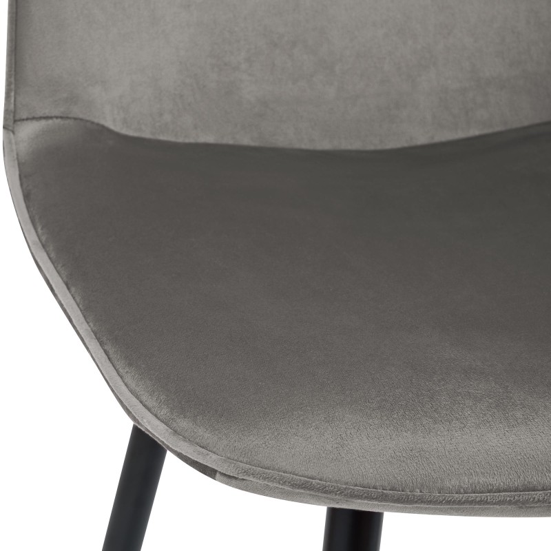 Silla de comedor Maryam en terciopelo gris claro