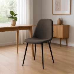 Silla de comedor Maryam en tela marrón