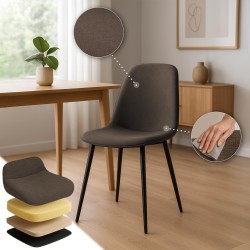 Silla de comedor Maryam en tela marrón Silla de comedor Maryam en tela marrón