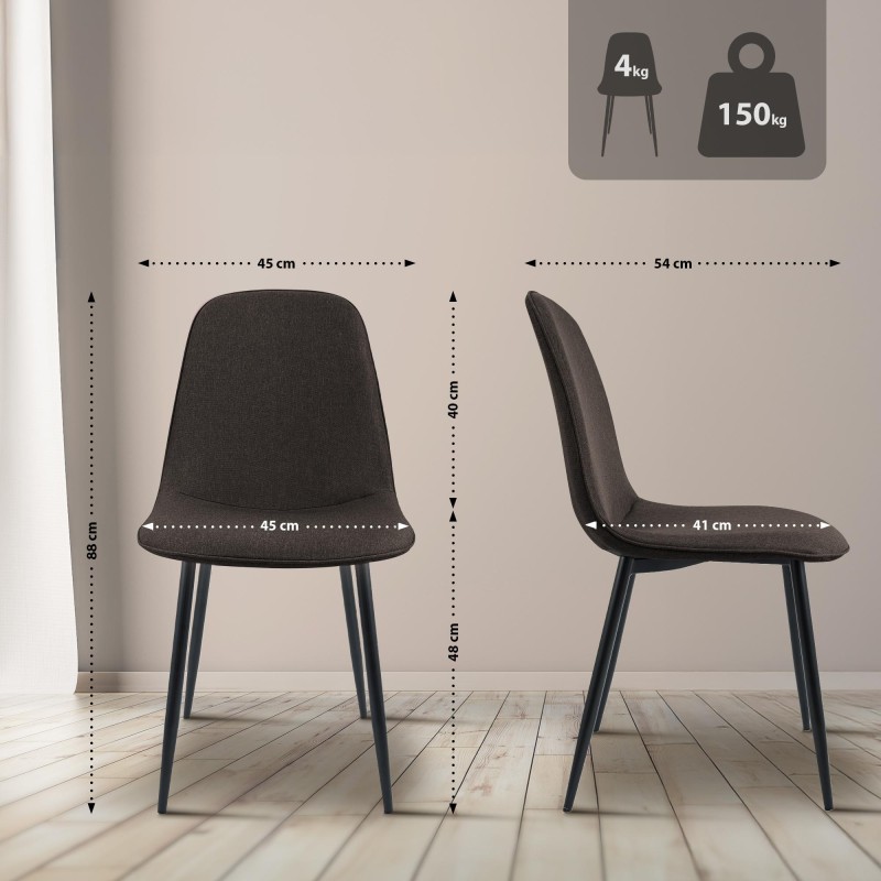 Silla de comedor Maryam en tela marrón