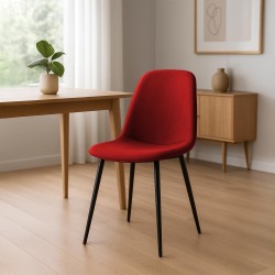 Silla de comedor Maryam en tela roja