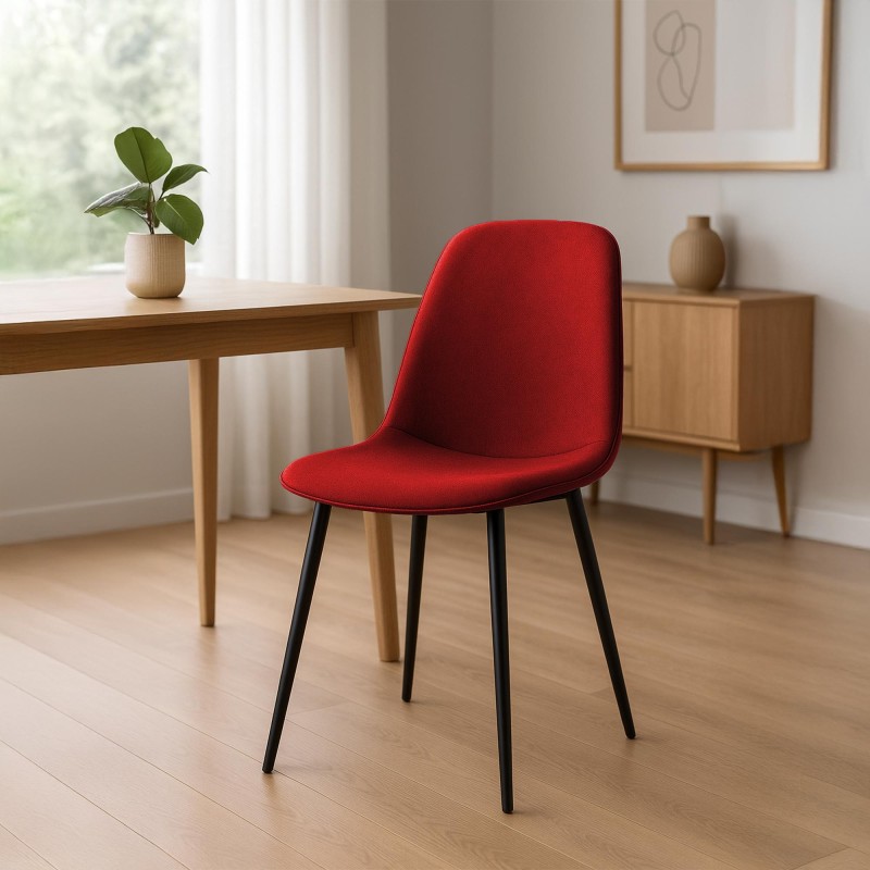 Silla de comedor Maryam en tela roja
