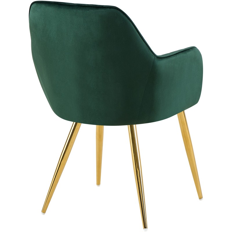 Silla de comedor Cheryl en terciopelo verde y dorado