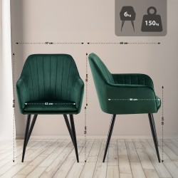 Silla de comedor Cheryl en terciopelo negro y verde