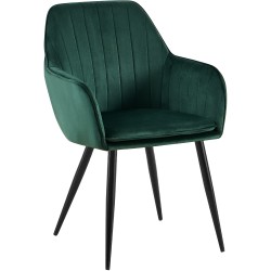 Silla de comedor Cheryl en terciopelo negro y verde