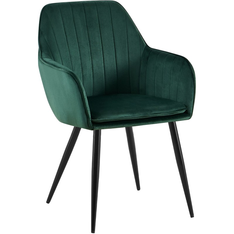 Silla de comedor Cheryl en terciopelo negro y verde