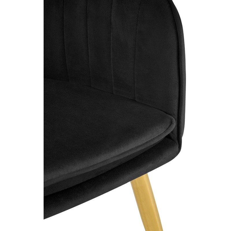 Silla de comedor Cheryl en terciopelo negro y dorado