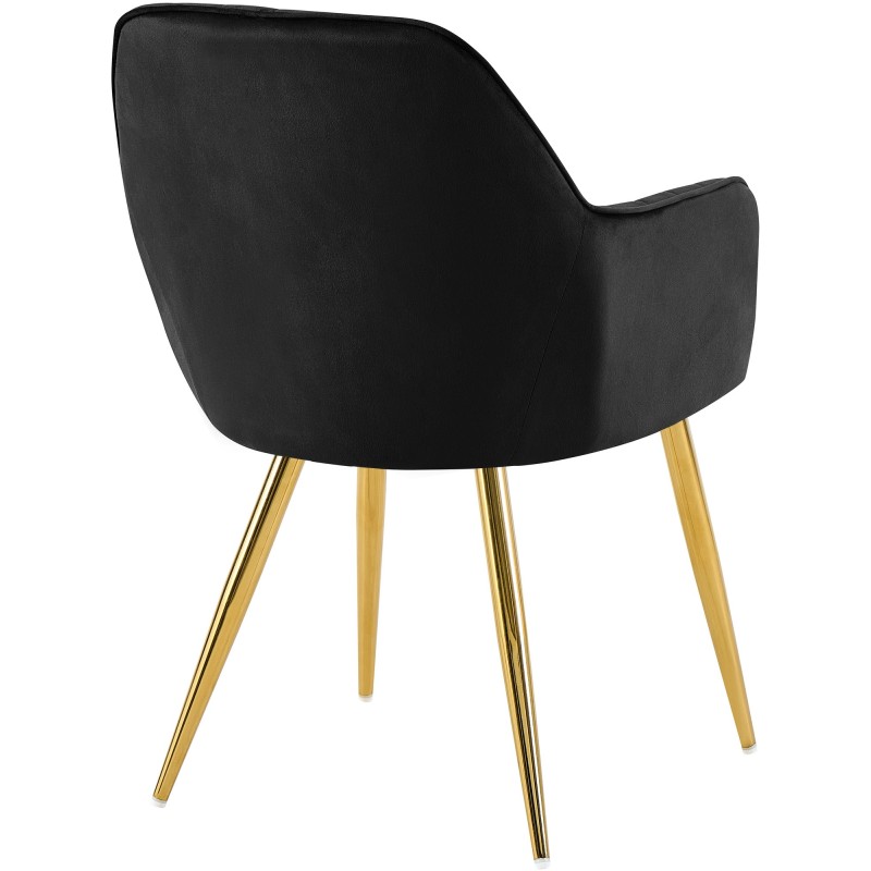 Silla de comedor Cheryl en terciopelo negro y dorado