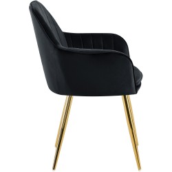 Silla de comedor Cheryl en terciopelo negro y dorado