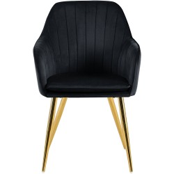 Silla de comedor Cheryl en terciopelo negro y dorado