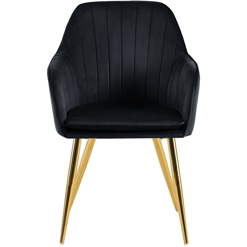 Silla de comedor Cheryl en terciopelo negro y dorado