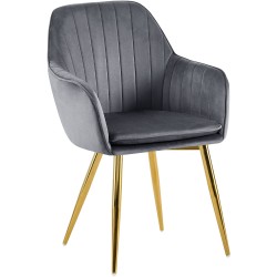 Silla de comedor Cheryl en terciopelo dorado gris oscuro