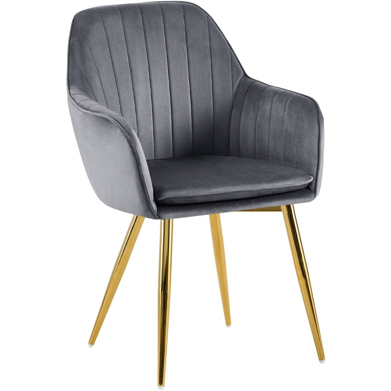 Silla de comedor Cheryl en terciopelo dorado gris oscuro