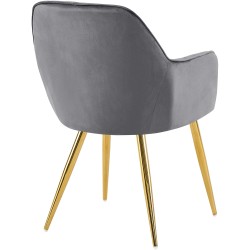 Silla de comedor Cheryl en terciopelo dorado gris oscuro
