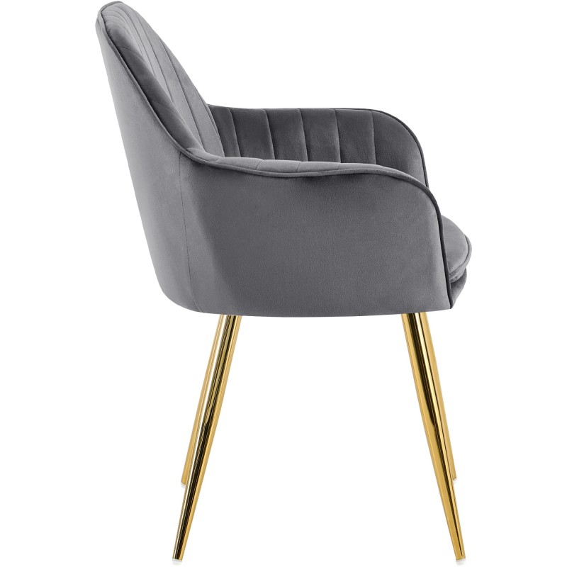 Silla de comedor Cheryl en terciopelo dorado gris oscuro