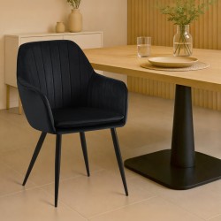 Silla de comedor Cheryl de terciopelo negro