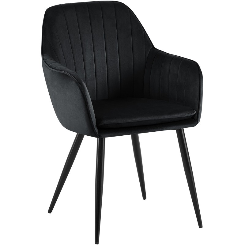 Silla de comedor Cheryl de terciopelo negro