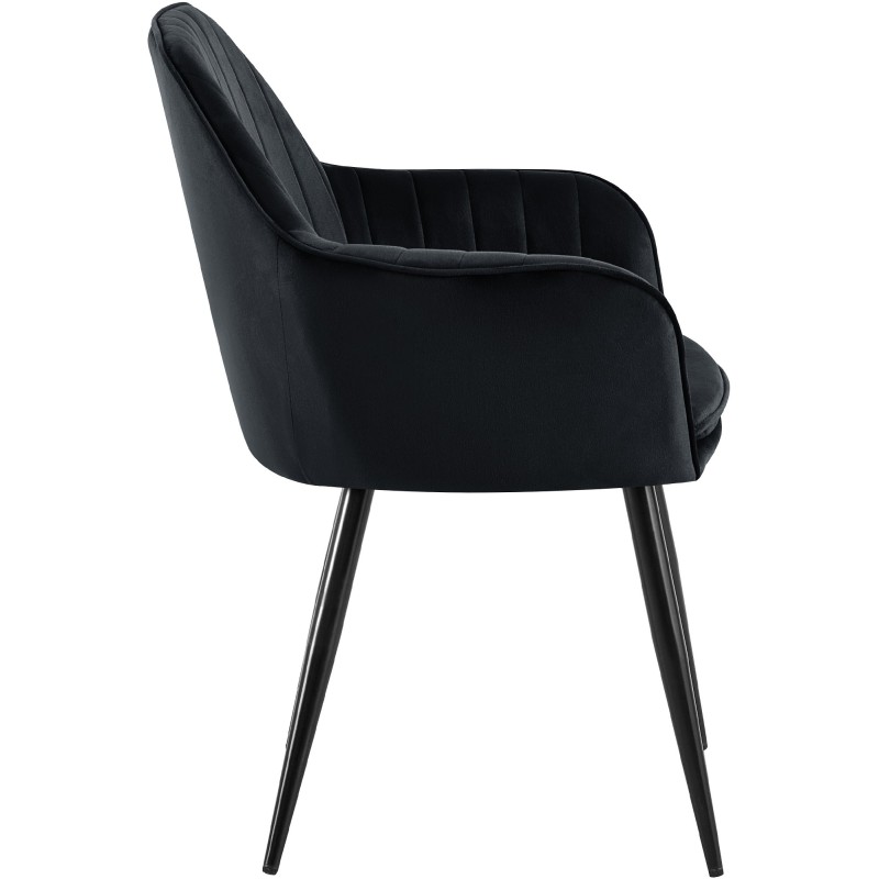 Silla de comedor Cheryl de terciopelo negro