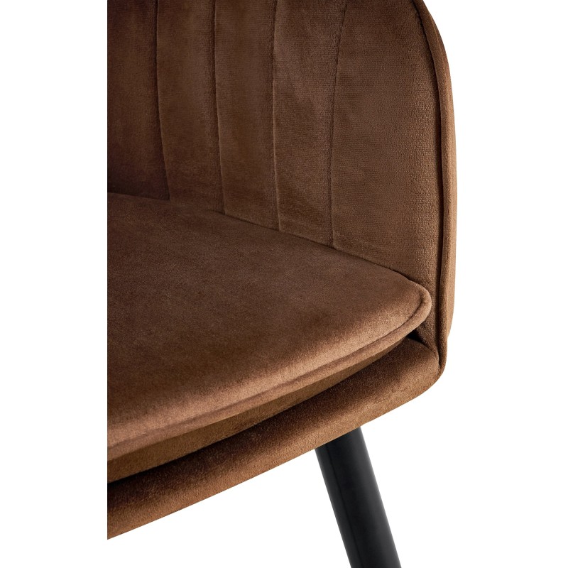 Silla de comedor Cheryl en terciopelo negro y marrón