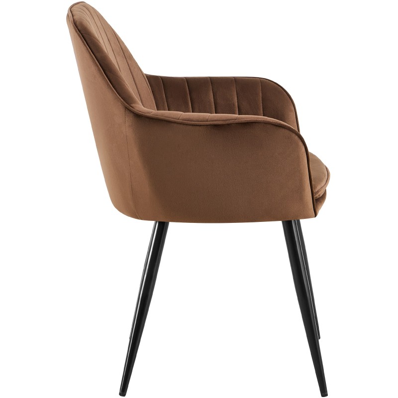 Silla de comedor Cheryl en terciopelo negro y marrón
