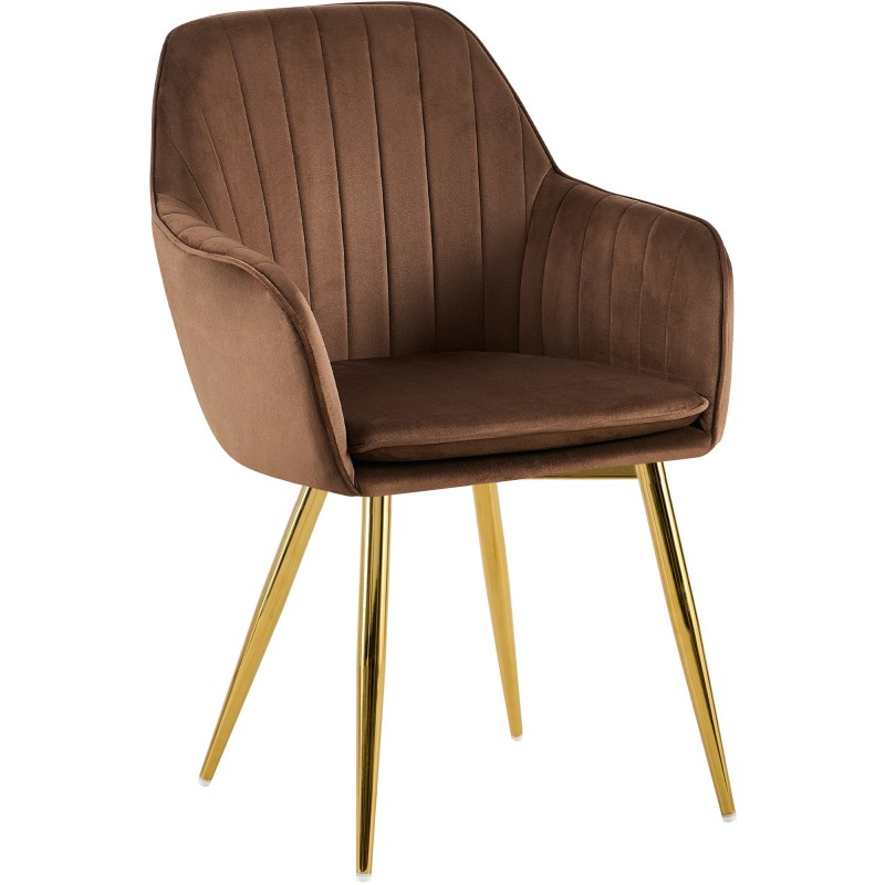 Silla de comedor Cheryl en terciopelo marrón dorado