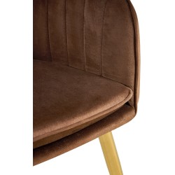 Silla de comedor Cheryl en terciopelo marrón dorado