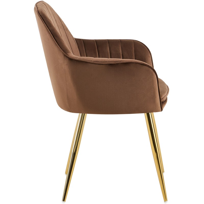 Silla de comedor Cheryl en terciopelo marrón dorado