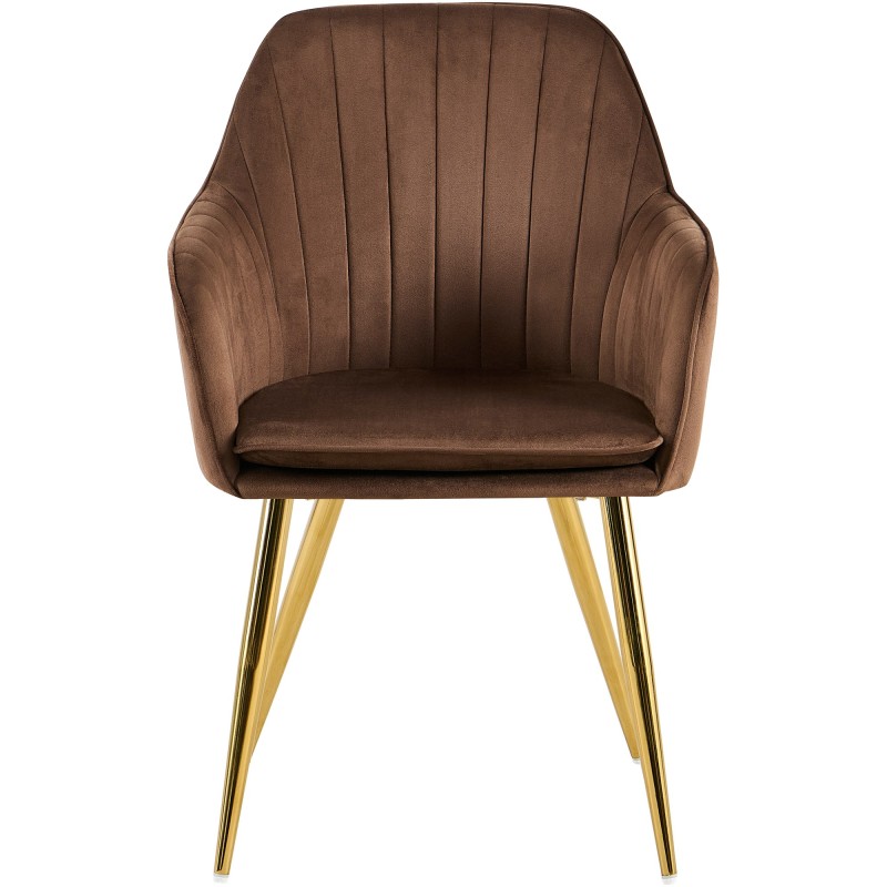 Silla de comedor Cheryl en terciopelo marrón dorado