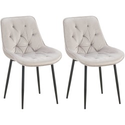Juego de 2 sillas de comedor Wallace en terciopelo gris