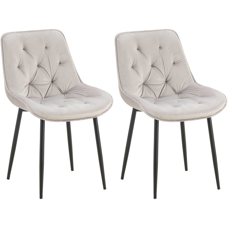 Juego de 2 sillas de comedor Wallace en terciopelo gris
