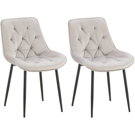 Juego de 2 sillas de comedor Wallace en terciopelo gris
