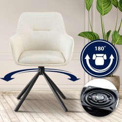 Juego de 2 sillas Tipton en tela color crema