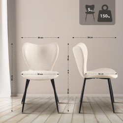 Silla de comedor Maika en tela color crema