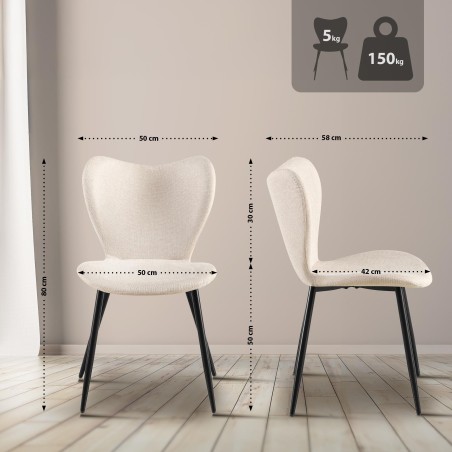 Silla de comedor Maika en tela color crema