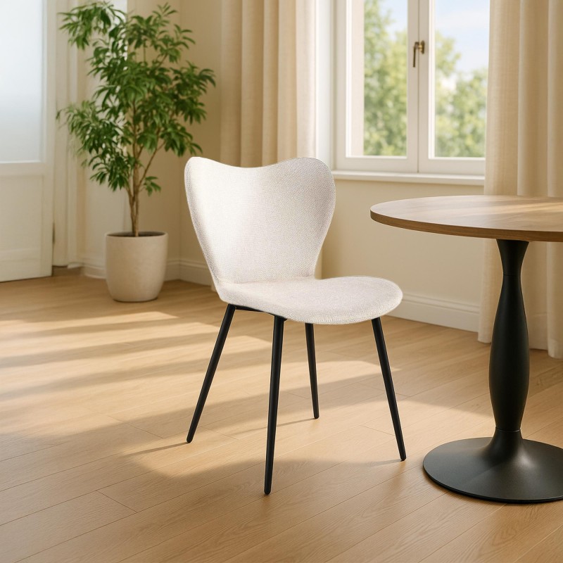 Silla de comedor Maika en tela color crema