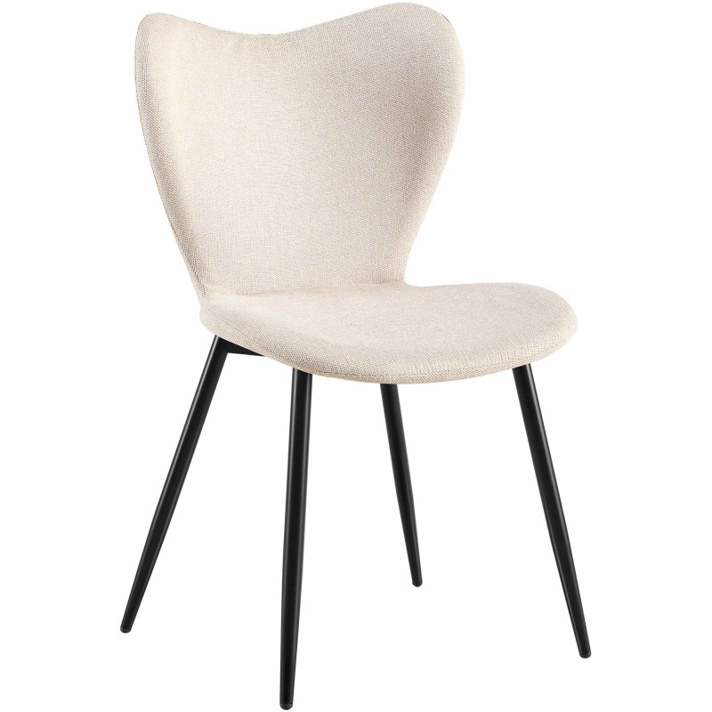 Silla de comedor Maika en tela color crema