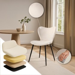 Silla de comedor Maika en tela color crema Silla de comedor Maika en tela color crema