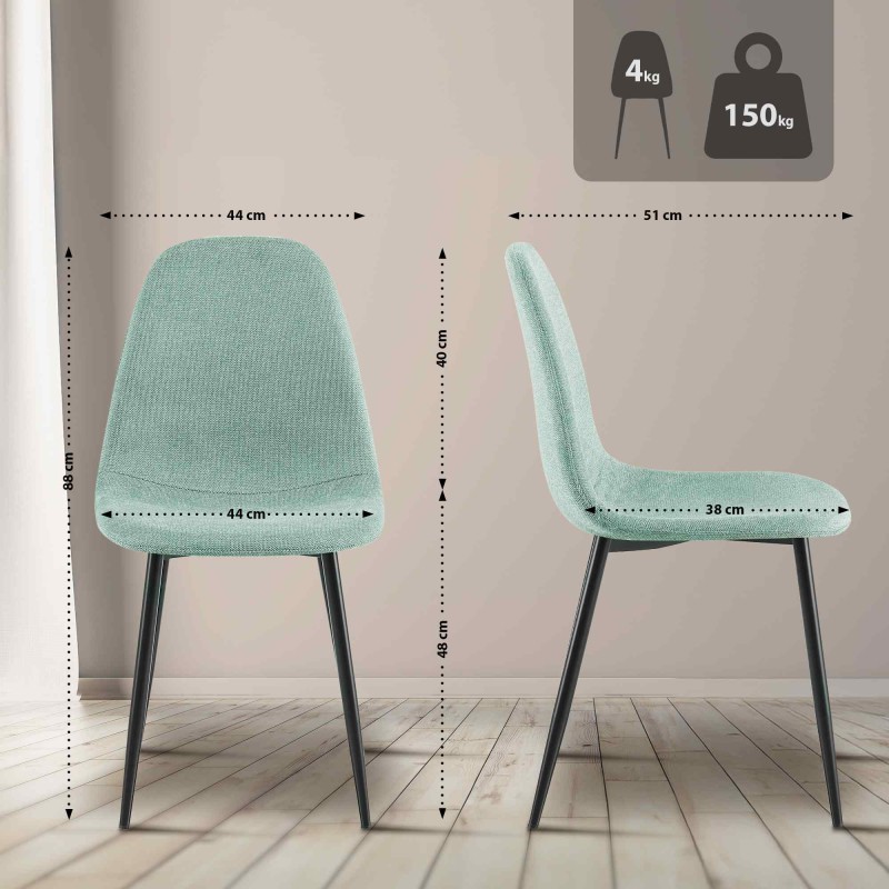 Silla de comedor de tela Napier en verde claro
