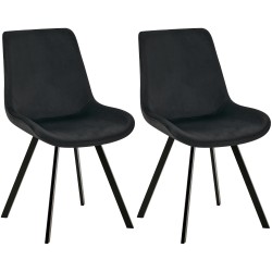 Juego de 2 sillas de comedor Lewes de terciopelo negro