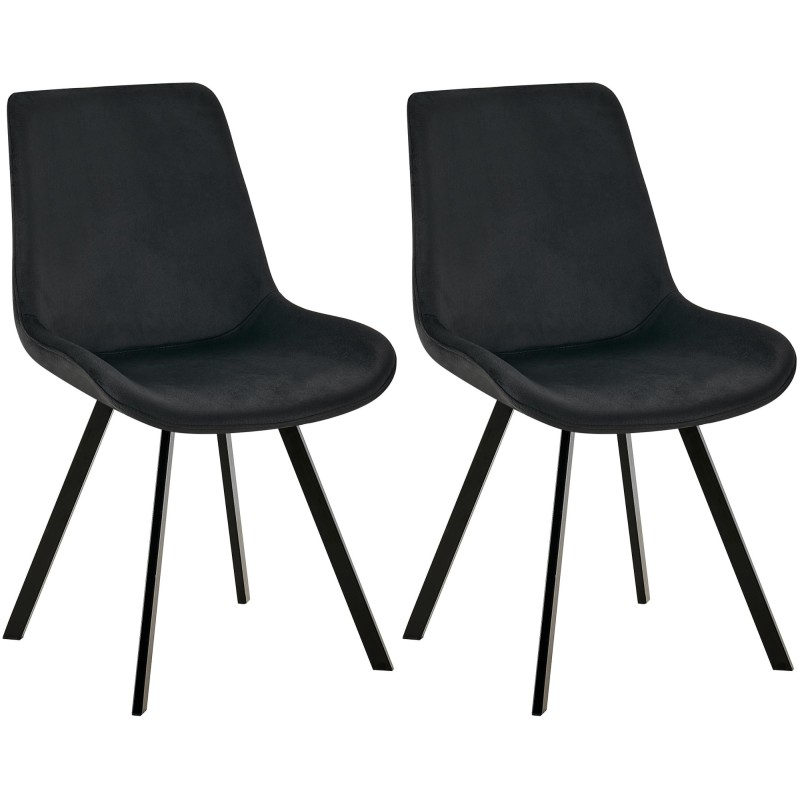 Juego de 2 sillas de comedor Lewes de terciopelo negro