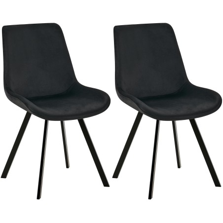 Juego de 2 sillas de comedor Lewes de terciopelo negro