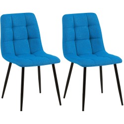 Juego de 2 sillas de comedor Tilde en tela azul claro