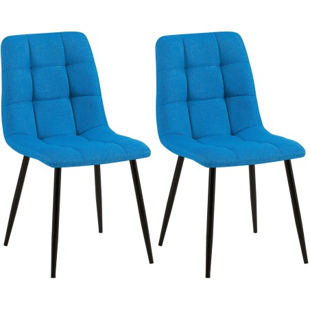 Juego de 2 sillas de comedor Tilde en tela azul claro